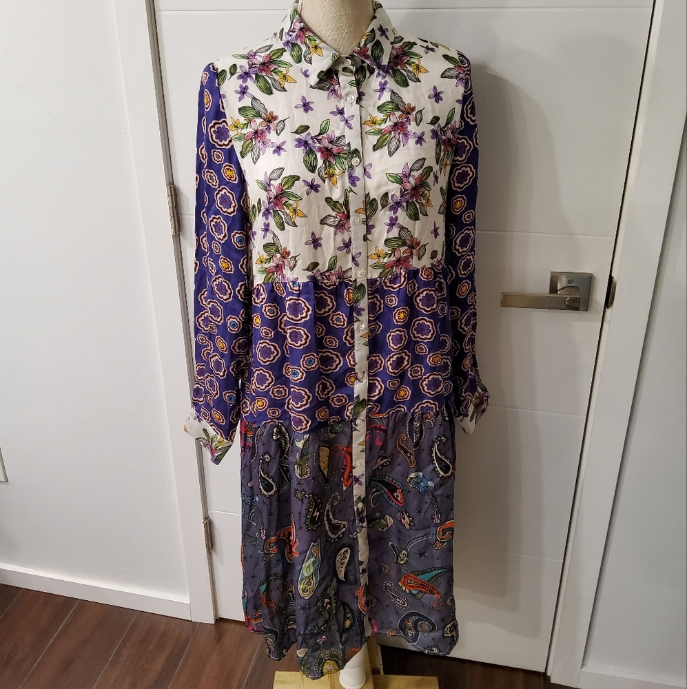 Purple Pink Ruched Wrap Long Sleeve Dress